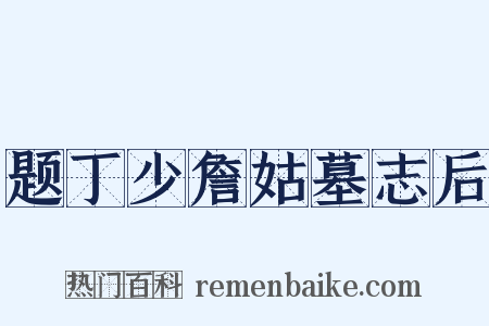 题丁少詹姑墓志后是什么意思的图片